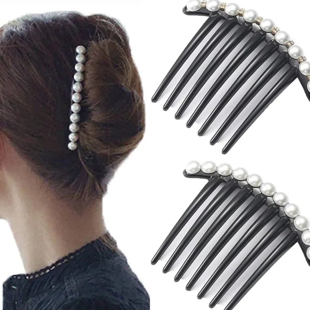 Hair French Side Comb Accessory Pink Hue Flowers